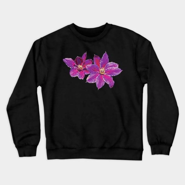 Clematis - Purple Clematis Crewneck Sweatshirt by SusanSavad